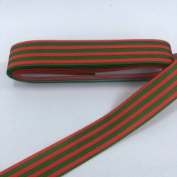 Yeşil Kırmızı &Ccedil;izgi Desenli Grogren Kurdele-YILBASI-1004