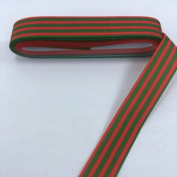 Yeşil Kırmızı &Ccedil;izgi Desenli Grogren Kurdele-YILBASI-1004