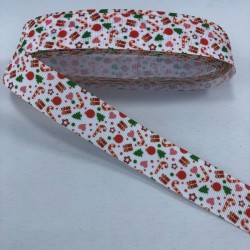 Beyaz Hediye Paketi Desenli Grogren Kurdele-YILBASI-1021