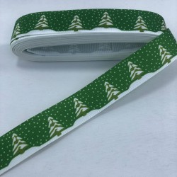 Yeşil &Ccedil;am Ağacı Desenli Yılbaşı Grogren Kurdele-YILBASI-1026