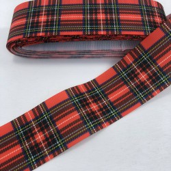 Siyah Kırmızı Kare Desenli Grogren Kurdele-YILBASI-1027