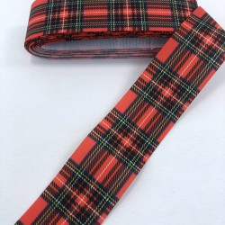 Siyah Kırmızı Kare Desenli Grogren Kurdele-YILBASI-1027