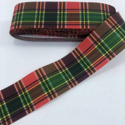 Yeşil Kırmızı Kare Desenli Grogren Kurdele-YILBASI-1028