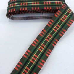 Yılbaşı Kırmızı Yeşil Desenli Grogren Kurdele-YILBASI-1030