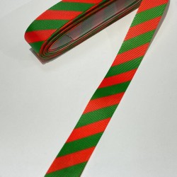 Yeşil Kırmızı &Ccedil;apraz &Ccedil;izgili Yılbaşı Kurdelesi-YILBASI-1139