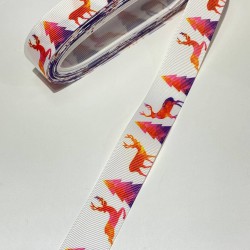 Beyaz Geyik Ve Çam Ağacı Motifli Yılbaşı Kurdelesi-YILBASI-1142