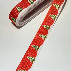 Kırmızı &Ccedil;am Ağacı Motifli Yılbaşı Kurdelesi-YILBASI-1144