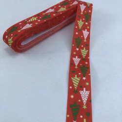 Yeşil Kırmızı Ağa&ccedil; Desenli Yılbaşı Kurdelesi-YILBASI-1157