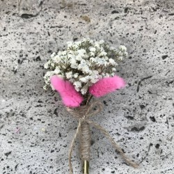 Fuşya Pamuk Otlu Cipsolu Damat Yaka Çiçeği-YKC-1003