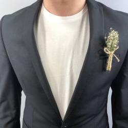 Beyaz Cipsolu Uzun Damat Yaka Çiçeği-YKC-1049