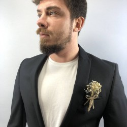 Füme Otlu Damat Yaka Çiçeği-YKC-1052