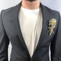 Füme Otlu Damat Yaka Çiçeği-YKC-1052