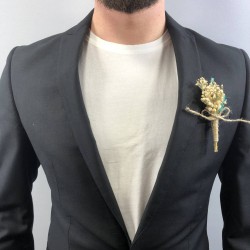 Mavi Pamuk Otlu Damat Yaka Çiçeği-YKC-1053