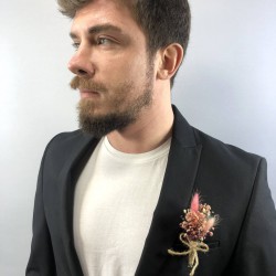 Pembe Cipsolu Pamuk Otlu Damat Yaka Çiçeği-YKC-1054