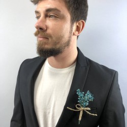 Mavi Cipsolu Damat Yaka Çiçeği-YKC-1058