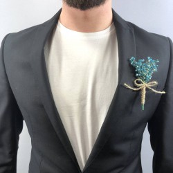 Mavi Cipsolu Damat Yaka Çiçeği-YKC-1058