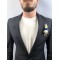 Mavi Beyaz Kağıt Çiçekli Damat Yaka Çiçeği-YKC-1059