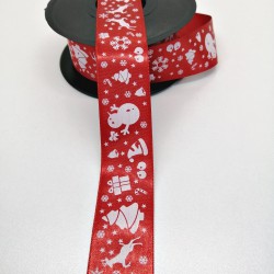 Yılbaşı Temalı Saten Kurdele 3 cm-YL-1000