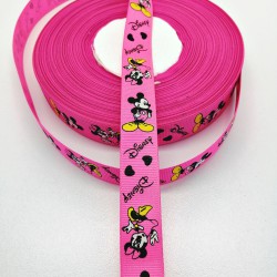 Fuşya Micki Mause Desenli Grogren Kurdele 2 cm-YL-1003