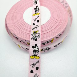 Pembe Micki Mause Desenli Grogren Kurdele 2 cm-YL-1004