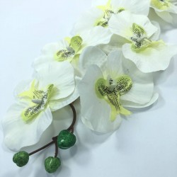 Sarı Göbekli Beyaz Yapay Orkide Çiçeği-YPC-117