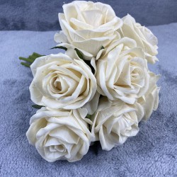 Krem Kadife Gül Demeti Krem Rengi 7 Dallı 40 Cm-YPC-252