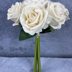 Krem Kadife Gül Demeti Krem Rengi 7 Dallı 40 Cm-YPC-252