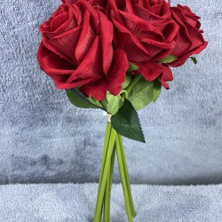 Kırmızı Kadife Gül Demeti Kırmızı Rengi 7 Dallı 40 Cm-YPC-253