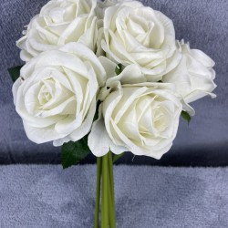 Beyaz Kadife Gül Demeti Beyaz Rengi 7 Dallı 40 Cm-YPC-254