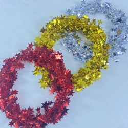 Işıltılı Yıldız Desenli Dekoratif Süsleme Tel Yaprak Şerit 3 Renk 3 Top 21 Metre-YPC-259