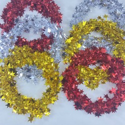 Işıltılı Yıldız Desenli Dekoratif Süsleme Tel Yaprak Şerit 3 Renk 3 Top 21 Metre-YPC-259