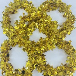 Sarı Işıltılı Yıldız Desenli Süsleme Paketleme Dekoratif Tel Şerit 7 Metre-YPC-261