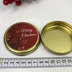 Teneke Hediyelik Kutu Gold Kırmızı Merry Chirstmas Baskılı-YSUS-1013
