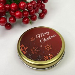 Teneke Hediyelik Kutu Gold Kırmızı Merry Chirstmas Baskılı-YSUS-1013