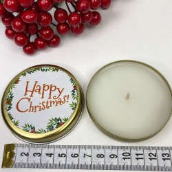 Teneke Mum Gold Yuvarlak Happy Christmas Baskılı-YSUS-1021