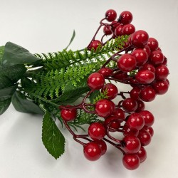 Dekoratif Yapay Çiçek Kırmızı Kokina Demeti 1 Demet Yapay Bitki 7 Kafalı-YSUS-1032