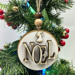 Yılbaşı Ahşap Ağaç Süsü Noel Baskılı 5 Adet-YSUS-1038