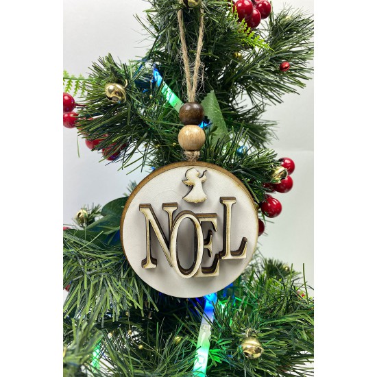 Yılbaşı Ahşap Ağaç Süsü Noel Baskılı 5 Adet-YSUS-1038