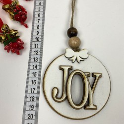 Yılbaşı Ahşap Ağaç Süsü Joy Baskılı 5 Adet-YSUS-1039