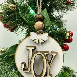 Yılbaşı Ahşap Ağaç Süsü Joy Baskılı 5 Adet-YSUS-1039