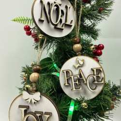 Yılbaşı Ahşap Ağaç Süsü Karışık 3 Adet-YSUS-1040