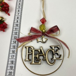 Yılbaşı Ahşap Ağaç Süsü Naturel Peace Baskılı 5 Adet-YSUS-1042