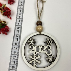 Yılbaşı Ahşap Ağaç Süsü 2023 Baskılı 5 Adet-YSUS-1043