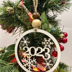 Yılbaşı Ahşap Ağaç Süsü 2023 Baskılı 5 Adet-YSUS-1043