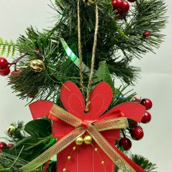 Yılbaşı Ahşap Ağaç Süsü Hediye Paketi Baskılı 5 Adet-YSUS-1044