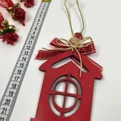 Yılbaşı Ahşap Ağaç Süsü Ev Baskılı 5 Adet-YSUS-1045