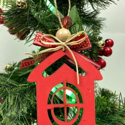 Yılbaşı Ahşap Ağaç Süsü Ev Baskılı 5 Adet-YSUS-1045