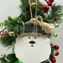 Yılbaşı Ahşap Ağaç Süsü Noel Baba Baskılı 5 Adet-YSUS-1046