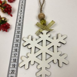 Yılbaşı Ahşap Ağaç Süsü Kar Tanesi Baskılı 5 Adet-YSUS-1047