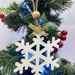 Yılbaşı Ahşap Ağaç Süsü Kar Tanesi Baskılı 5 Adet-YSUS-1047